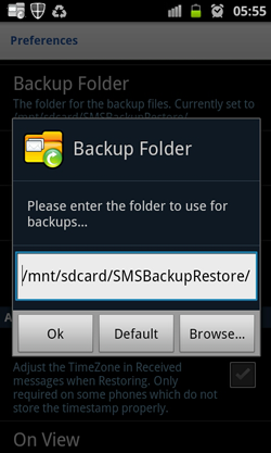 SMS Backup and Restore-Backup Directory